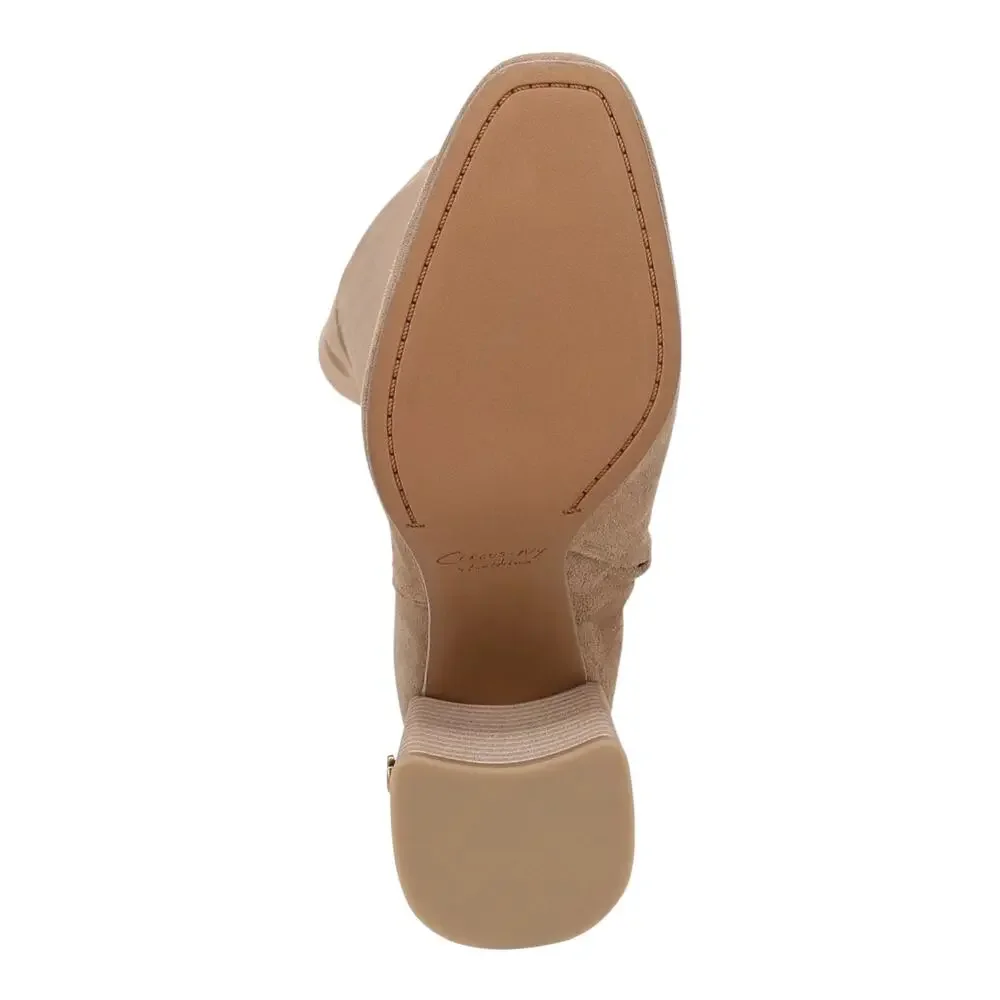 Circus NY Women's Brigid Suede Over the Knee Block Heel Boots Light Tan Size 8